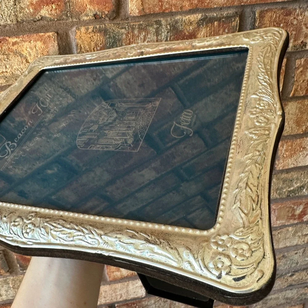 Fetco Beacon Hill Silver Plated Brass 8x10 Picture Frame Ornate Floral Vicorian